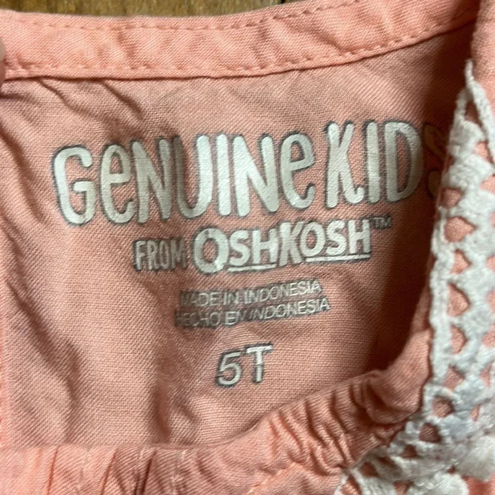 Oshkosh shirt size 5T pink Sleeveless Shirt boho lightweight cotton
